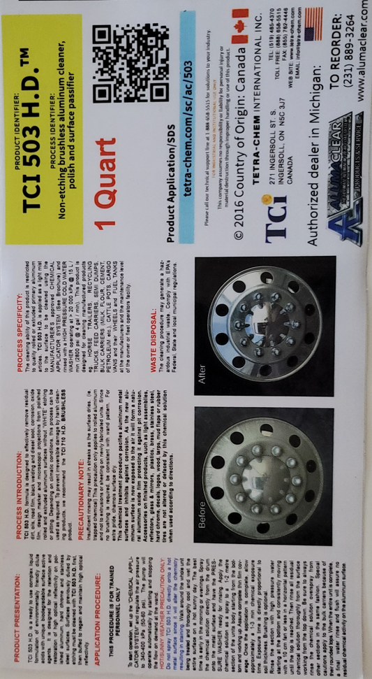 TCI-503 H.D. Aluminum Cleaner/Polish 32oz