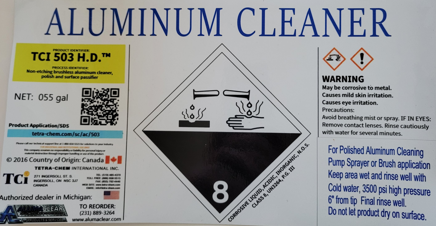 TCI-503 HD Aluminum Cleaner/Polishing Agent, Brushless, 55 Gallons