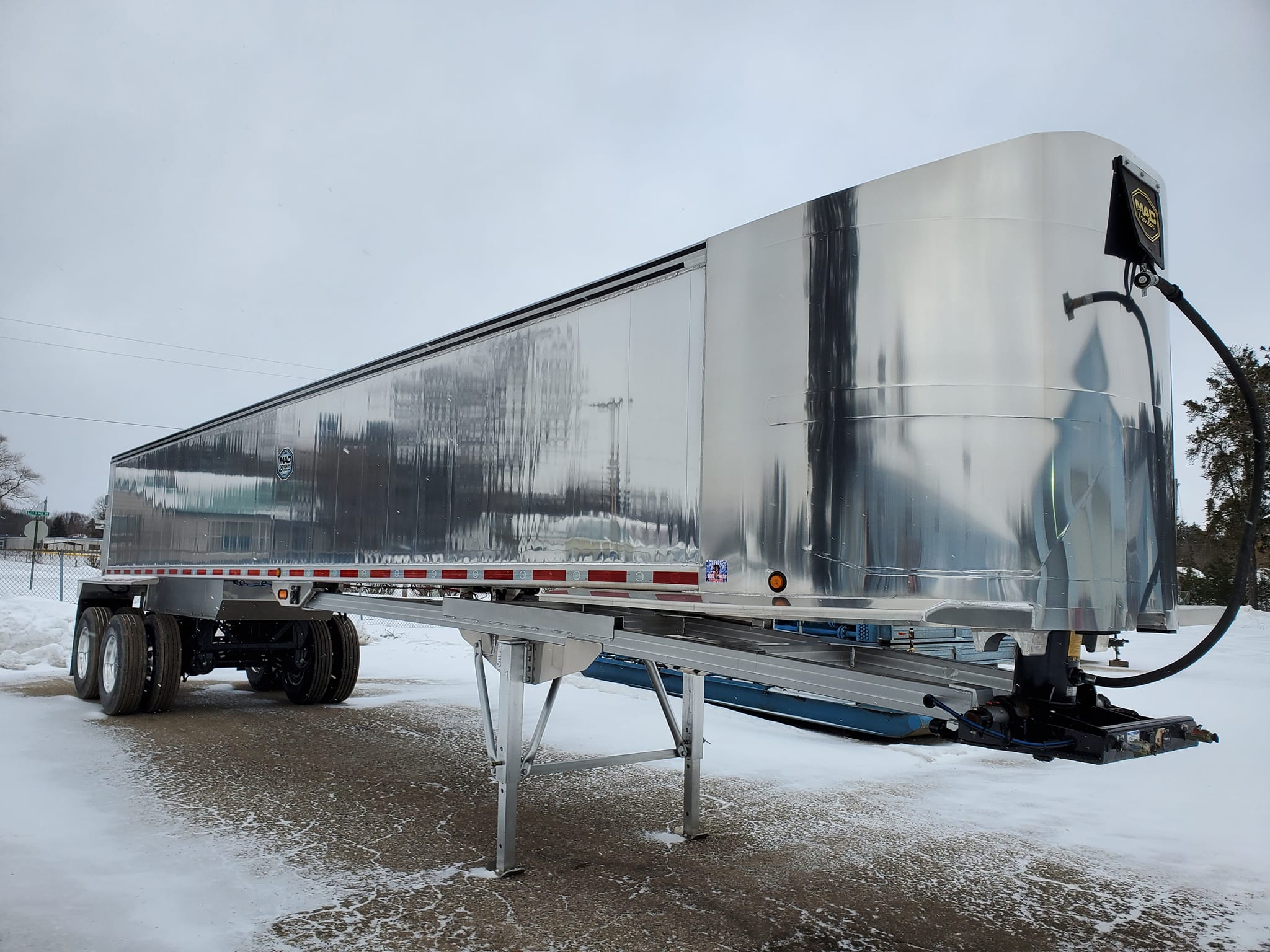 alumaclear, dump trailer, clear coated, winter, alumawrap clear wrap, polished