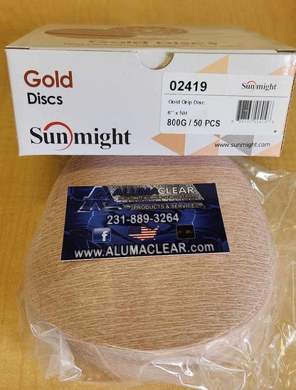 6" Sunmight Gold and Film Sanding Discs (Hook & Loop)